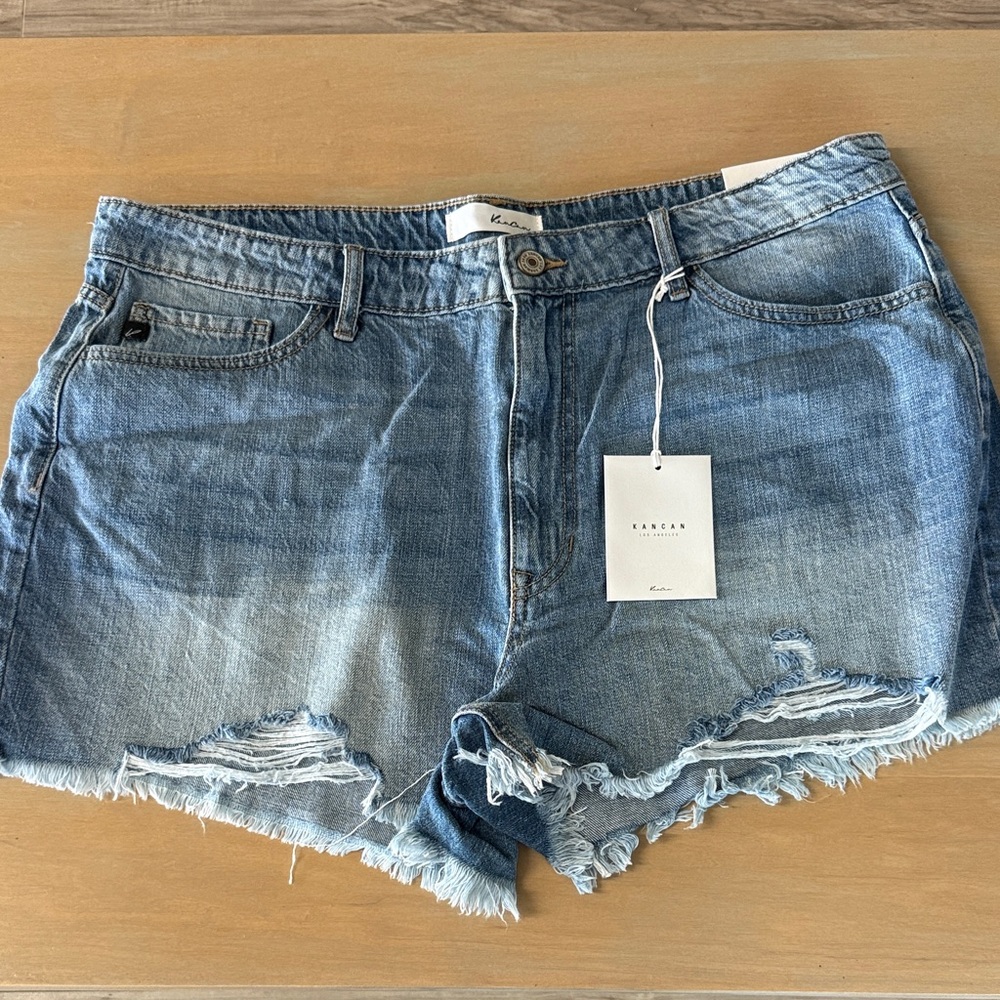 KanCan Blue Distressed Jean Shorts